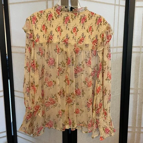 Sundance Amelia Cream Bloom Sheer Floral Blouse - Picture 7 of 8